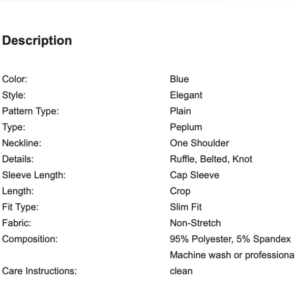 SHEIN Fold Over One Shoulder Belted Tailored Peplum Top - Picture 5 of 5